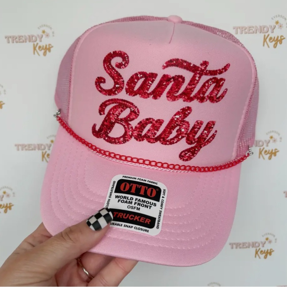 Santa Baby Pink Foam Trucker Hat